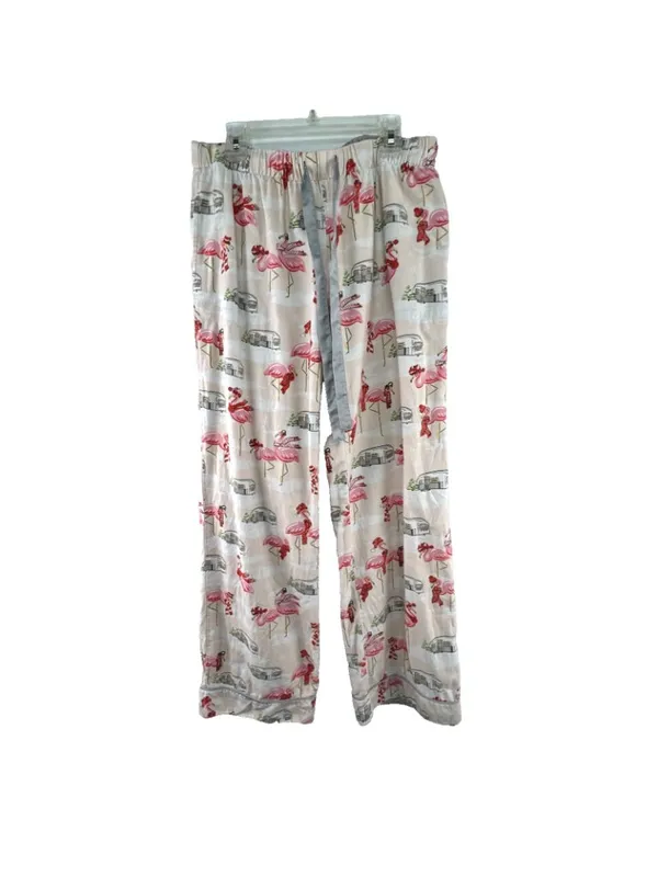 Nick and Nora Sz Small Pajama Set Womens Pink Drawstring Pockets Camper Flamingo - Image 2