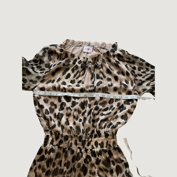 Buddy Love Zozo Leopard Print Metallic Mini Dress Smocked Waist XS CG4275 - Image 6