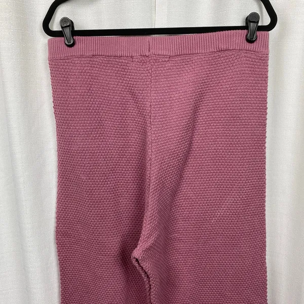 Free People Rose Pink Hailee Sweater Waffle Knit Wide Leg Cropped Pants Sz.L - Image 9