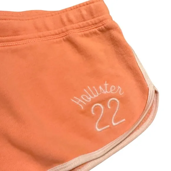 Y2K‎ Hollister Micro Mini Shorts Pastel Peach Retro Track Stripe Lounge Size L - Image 3