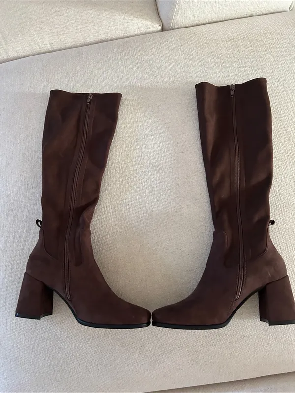 Jeffrey Cambell Hot Lava -K2 Knee-high stretch boot, Brown Suede, Size 10, NWT - Image 5