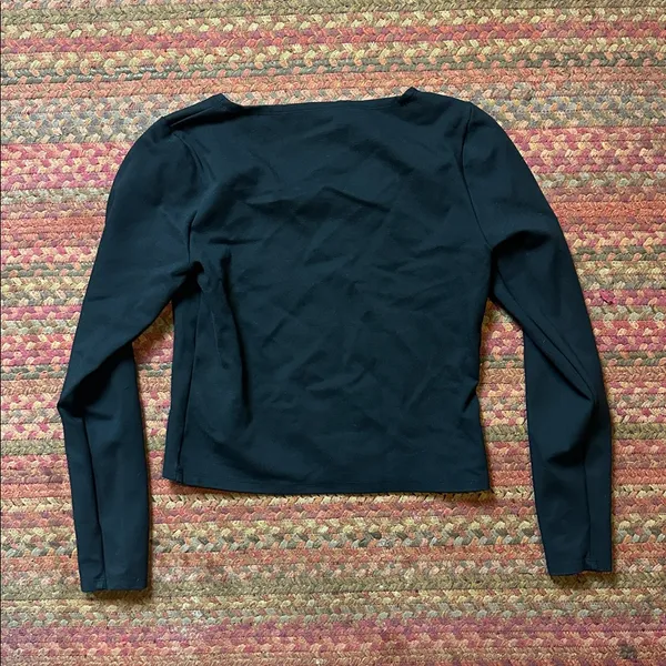 Abercrombie & Fitch Asymmetrical Neckline Black Stretch Soft Af Long Sleeve - Image 3