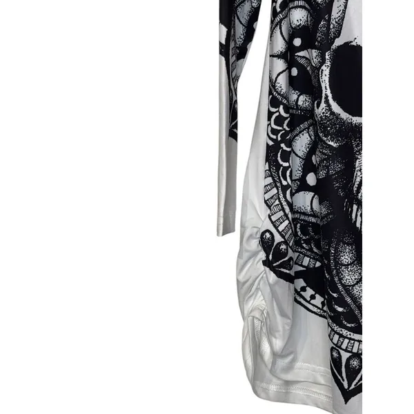 Dressfo Women's‎ Top Gothic Skull Bone Print Long Sleeve Off Neck White Sz.6 NWT - Image 2