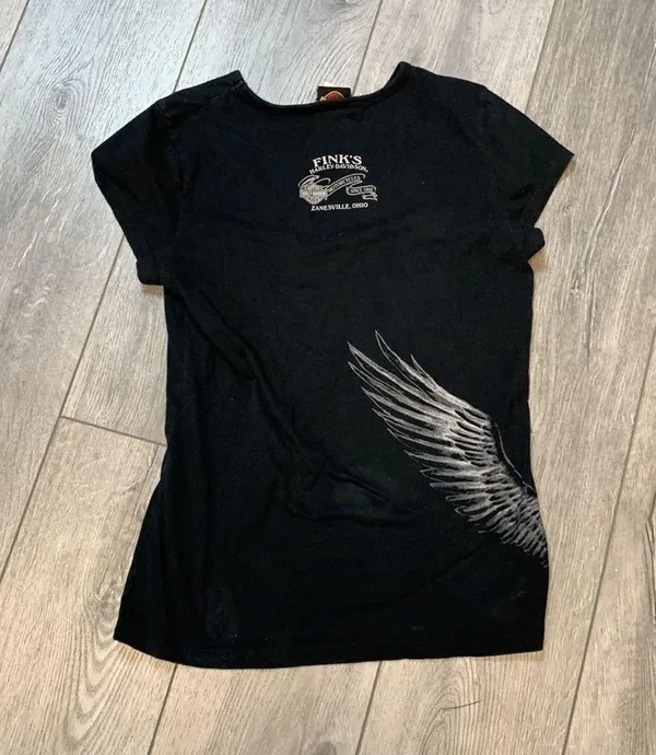 Vintage 2008 Harley-Davidson Black Angel Wings T-Shirt Size L - Image 5