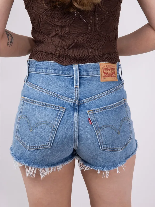 NWT Levi’s 501 High Rise Shorts Blow Big Horns Distressed W 28 - Image 2