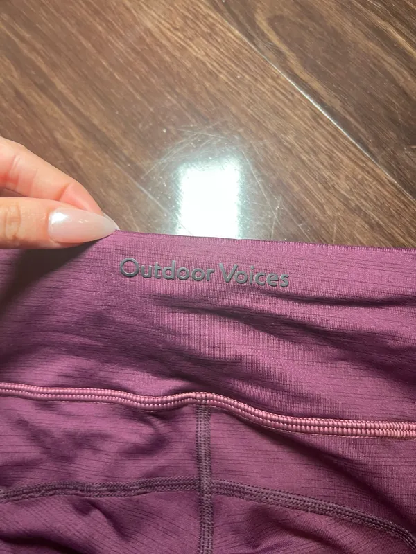 Outdoor Voices Leggings Move Free 3/4 Tech Sweat Size Small Color block Pink and Purple - Image 8