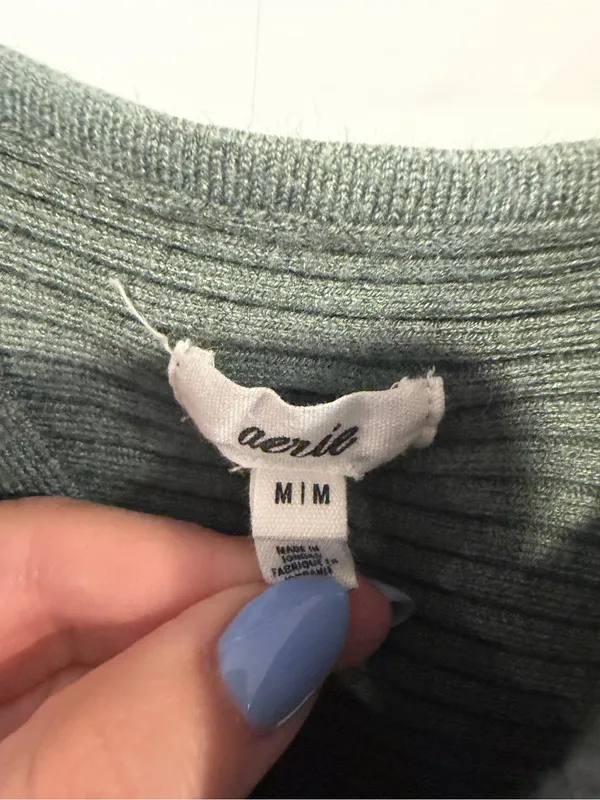 Ribbed Aerie Olive Green Wrap‎ Crop Tank Top - Image 2