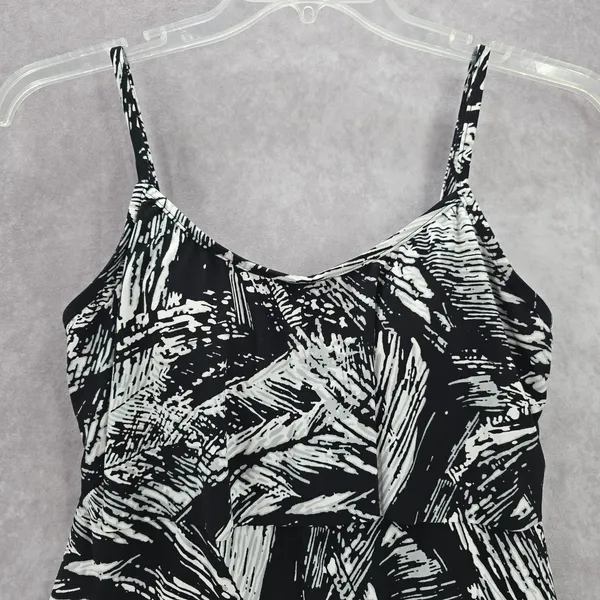 Jamaica Bay Black Ruffle Floral Padded Swimwear Tankini Tank Top Medium M 10‎ - Image 3