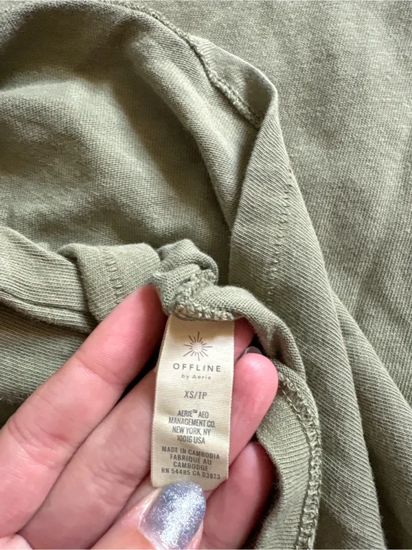 aerie Olive Green Short Sleeve Crewneck Tee - Image 4