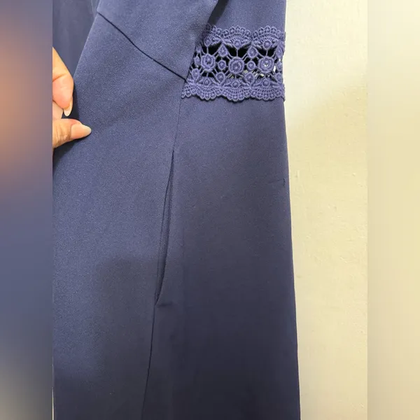 Speechless Navy Blue Lace-Trim A-Line Dress Size‎ 24 - Image 6