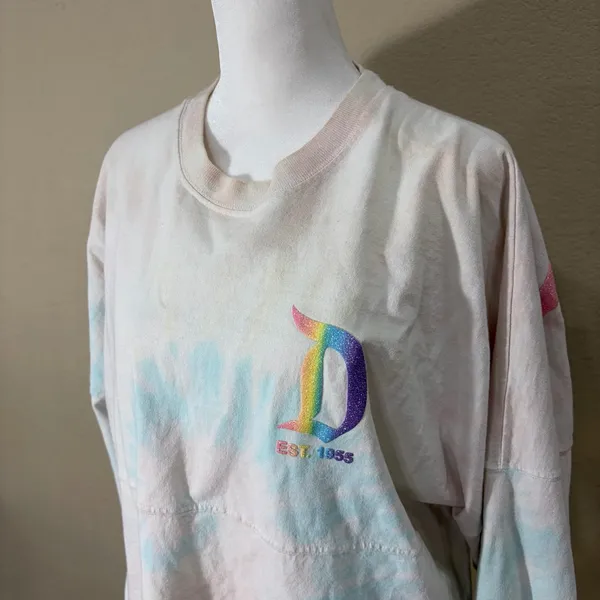 Disney Parks Disneyland Resort Rainbow Tie Dye Spirit Jersey Sz M Trips Vacay - Image 2