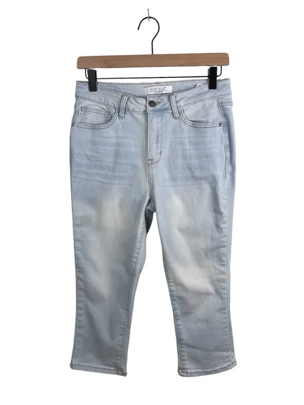 Judy Blue Katie Skinny Fit Capri Jeans Size 7/28 Vintage Wash Light Blue Denim - Image 4