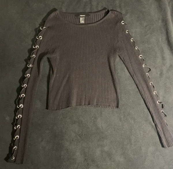 Forever 21 Lace-Up Long Sleeve Top - Image 2