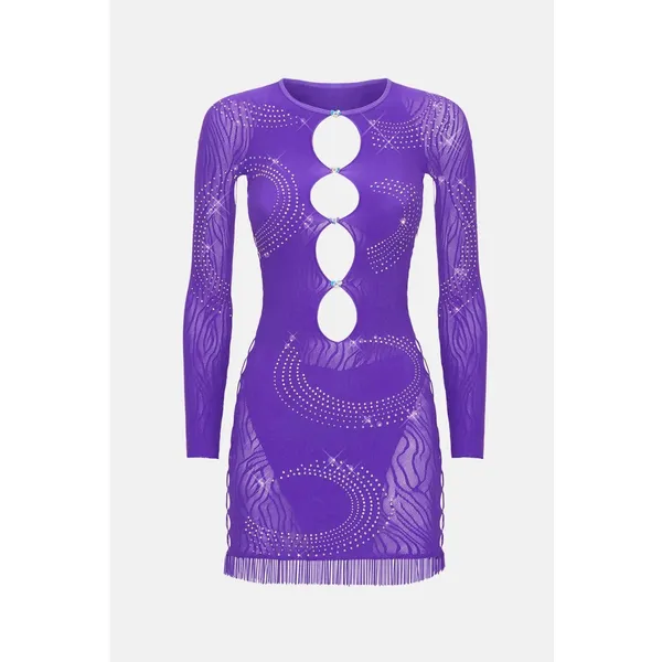 Poster Girl Rhinestoned Miranda Dress Twilight Purple One Size - Image 5