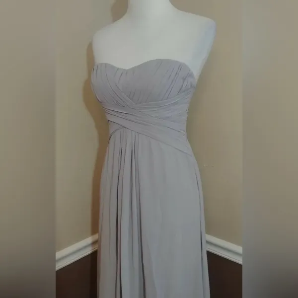 Minuet Maxi Dress Gray Pleated Chiffon Strapless Formal Gown Small from Modcloth - Image 7
