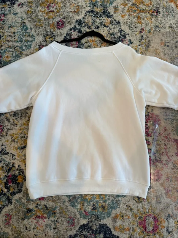 White Fox Boutique Off-Shoulder White Sweater with Teddy Bear Print - Image 6
