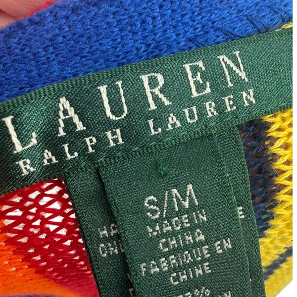 Lauren Ralph Lauren Womens Rainbow Stripe Linen Cotton Poncho Sweater Size‎ S/M - Image 4