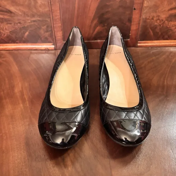 Cole Haan NikeAir Quilted‎ Leather Wedge Flats Black Womens 8 Comfort - Image 2