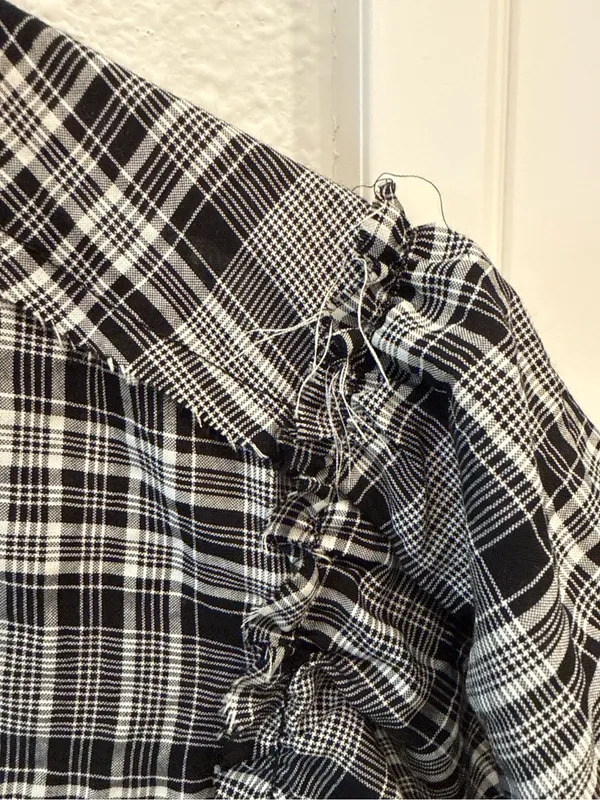 Dress Forum Plaid Tiered Babydoll Mini Dress Ruffle Trim Cottage Grunge - Image 6