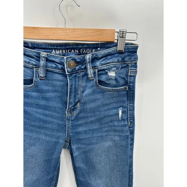 American Eagle Womens Jeggings Size 4S Distressed Medium Wash Denim‎ Stretch - Image 4