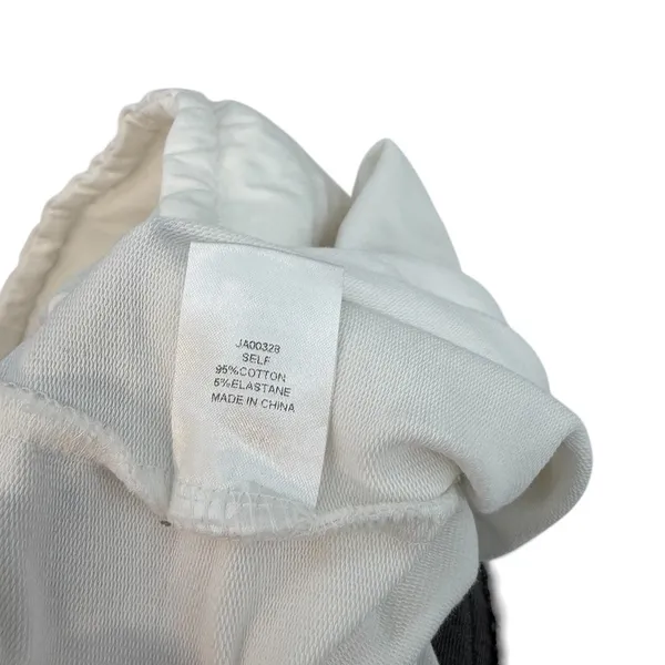 Meshki‎ Cropped Hoodie White Minimal Logo Drawstring Sweatshirt Womens Medium - Image 8
