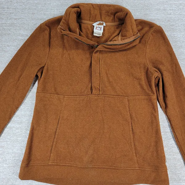 Avalanche Fleece Womens Small Rust Brown Quarter Zip Textured Pullover Top - Image 7