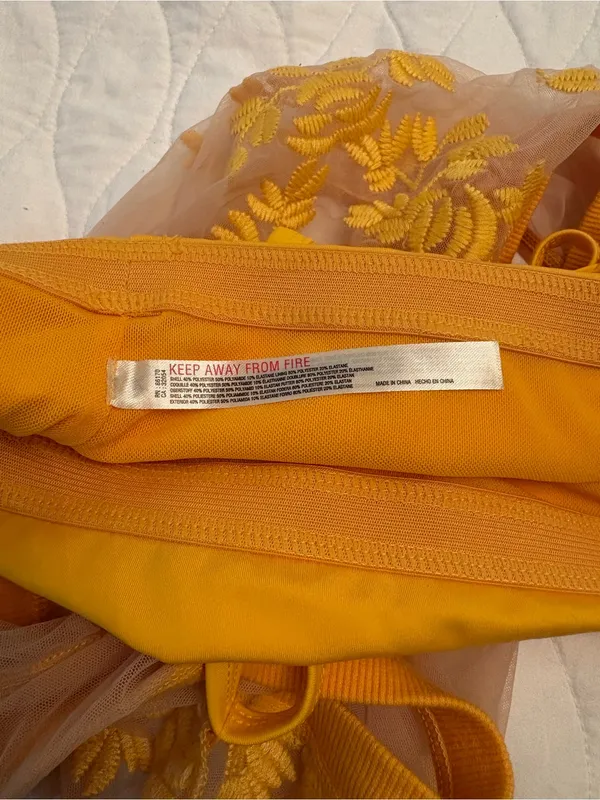 Free People movement Lace Yellow Sports Bra Size Small - Image 6