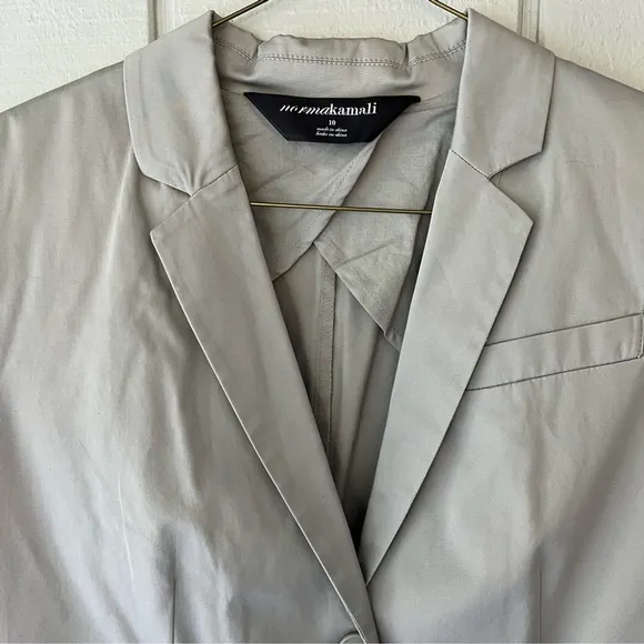 Norma Kamali Two Button Cotton Blazer Tailored‎ Suit Jacket Gray Size 10 - Image 2