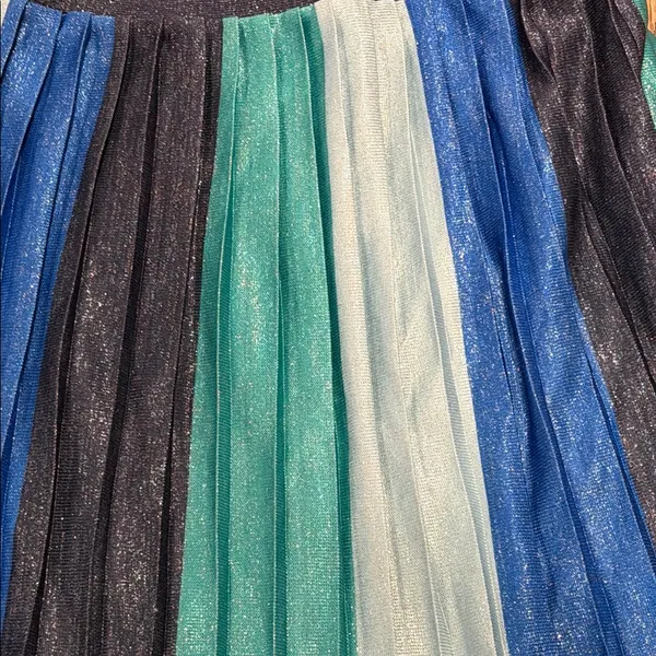 Anthropologie Maeve Sunburst Pleated Midi Skirt in Blue, Teal &‎ Silver - Image 5