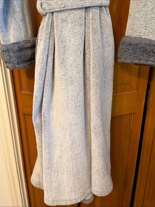 👘👘👘BOGOHO👘👘👘Plush Shawl Collar Women's Robe in Gray-Large - Image 11