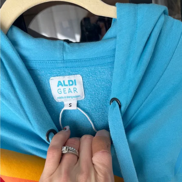Aldi supermarket merch rainbow hoodie sweatshirt Aviatornation av - Image 3