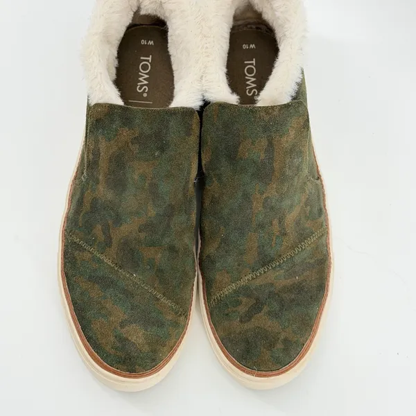 TOMS Womens 10‎ Camo Suede Faux Fur Lined Slip On Sneaker Mid Top Boots Green - Image 2