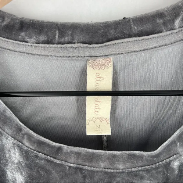 Altar'd State Gray Velvet Ruffled Flutter‎ Sleeve Top Size M - Image 4