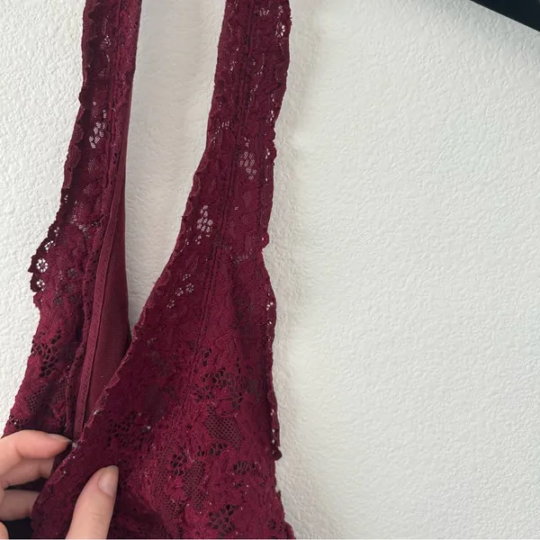 Xhilaration Dark Red Lace Halter Bralette - Image 3