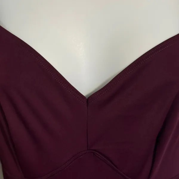 FEELINGIRL‎ Burgundy Sheer Mesh Long Sleeve Sweetheart Neck Bodysuit NWT Medium - Image 3