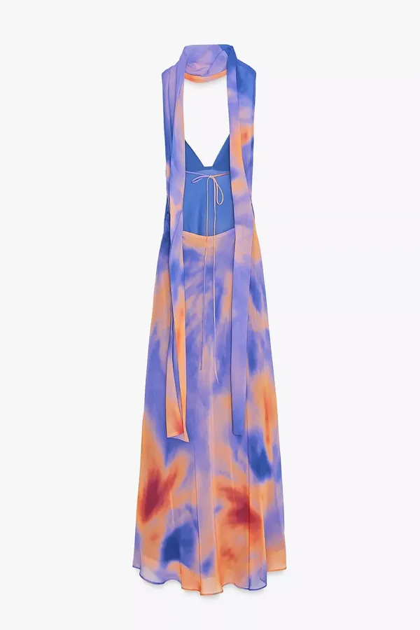 Zara Vibrant Multicolor Maxi Dress halter scarf flowy bodycon evening party - Image 7