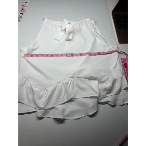 Source Unknown White Ruffle Halter Top Tie Neck Open Side High Low Coquette Y2K Blouse - Image 5