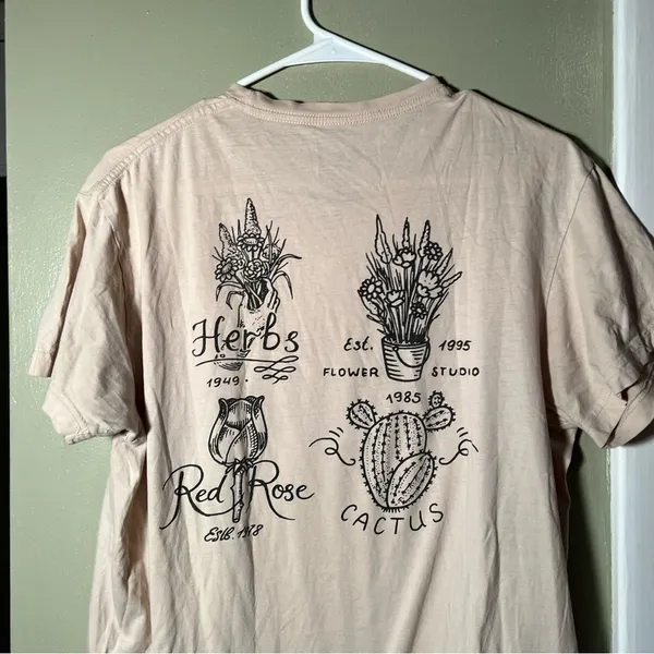 LCM International Unisex Sz Large T-Shirt Botanic Shop Holland Beige Gray Cotton - Image 6