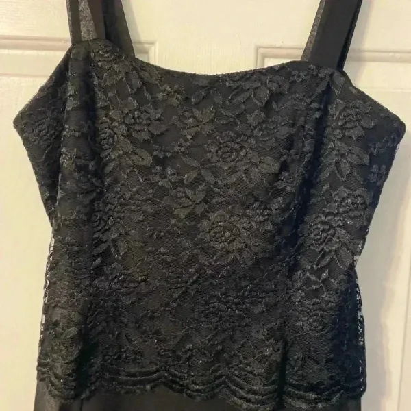 Black wedding dress with lace bodice and chiffon‎ skirt and straps Size XL - Image 5