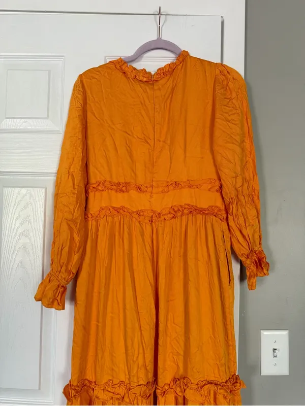 Free People x BTFL Life Coral Orange Bohemian Boho Maxi Dress Loose Flowy NWT - Image 9