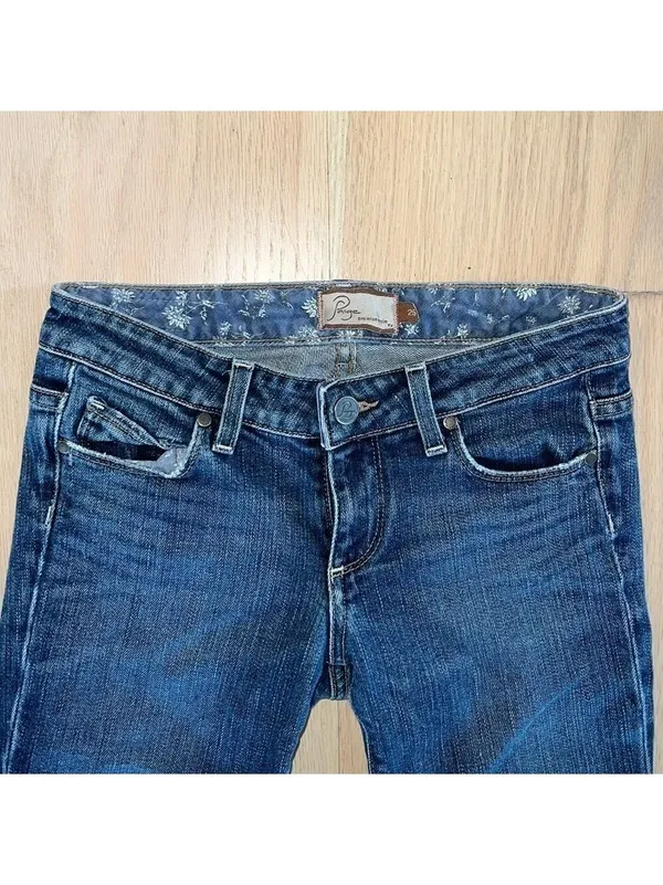 PAIGE Hollywood Hills Low Rise Blue Denim Jeans Size 25 - Image 2