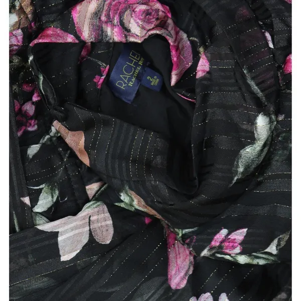 RACHEL by Rachel Roy Womens Mae Chiffon Midi Belted Tiered Dress Black Multi 2 - Image 4