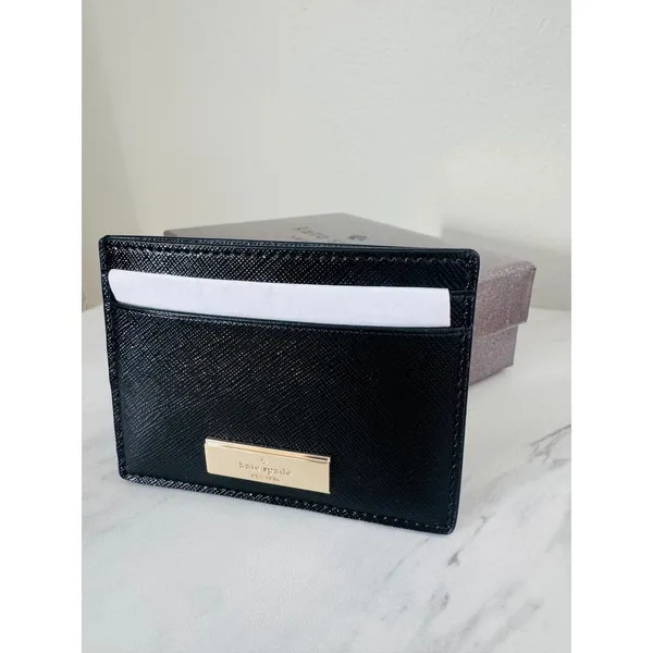 Kate‎ Spade Kenzie Card Case, Slim Chic, Designer, Black Leather, NWT - Image 11