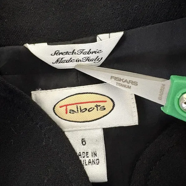 Talbots Womens Black Military Style Blazer Stand Collar Button‎ Front Jacket 6 - Image 9