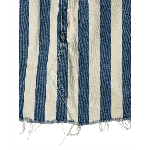Abercrombie & Fitch Vintage Denim Skirt Women 4 Blue White Striped Jean Mini Y2K - Image 5