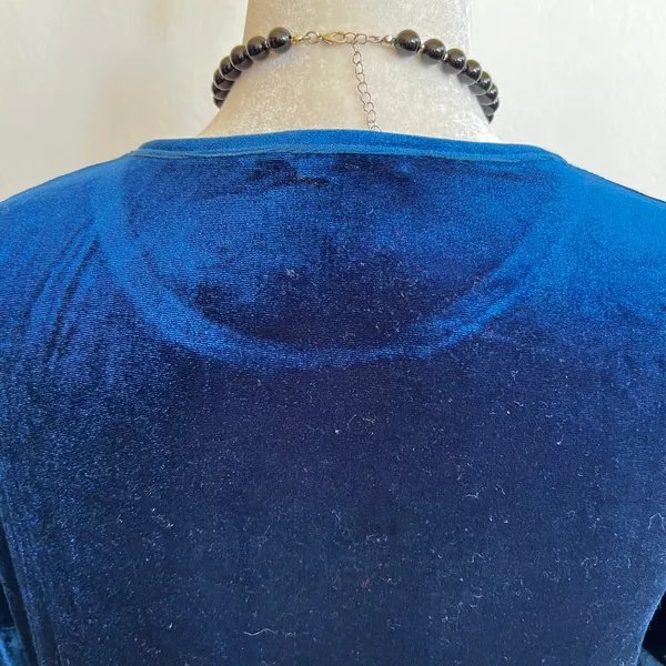 Blue‎ Velvet Maxi Dress Bell Sleeve Vintage Whimsigoth Goth Coquette Small - Image 3