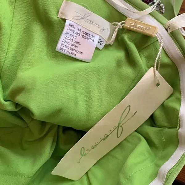 NWT Jasz Dress Strapless Gown Open Side with Rhinestones Bright Green Size 00 - Image 10