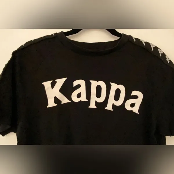 Kappa Black Cropped Cut T-shirt Unisex Size Small - Image 3