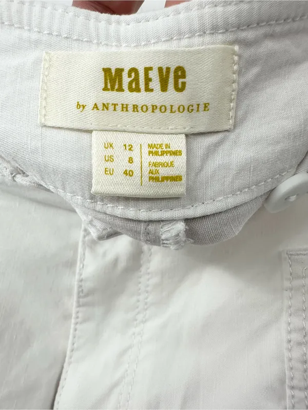Anthropologie Maeve Colette Sailor High-Rise Shorts White Size 8 - Image 5
