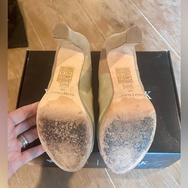 White House Black Market Cream Peep-Toe Heels 8 - Image 6